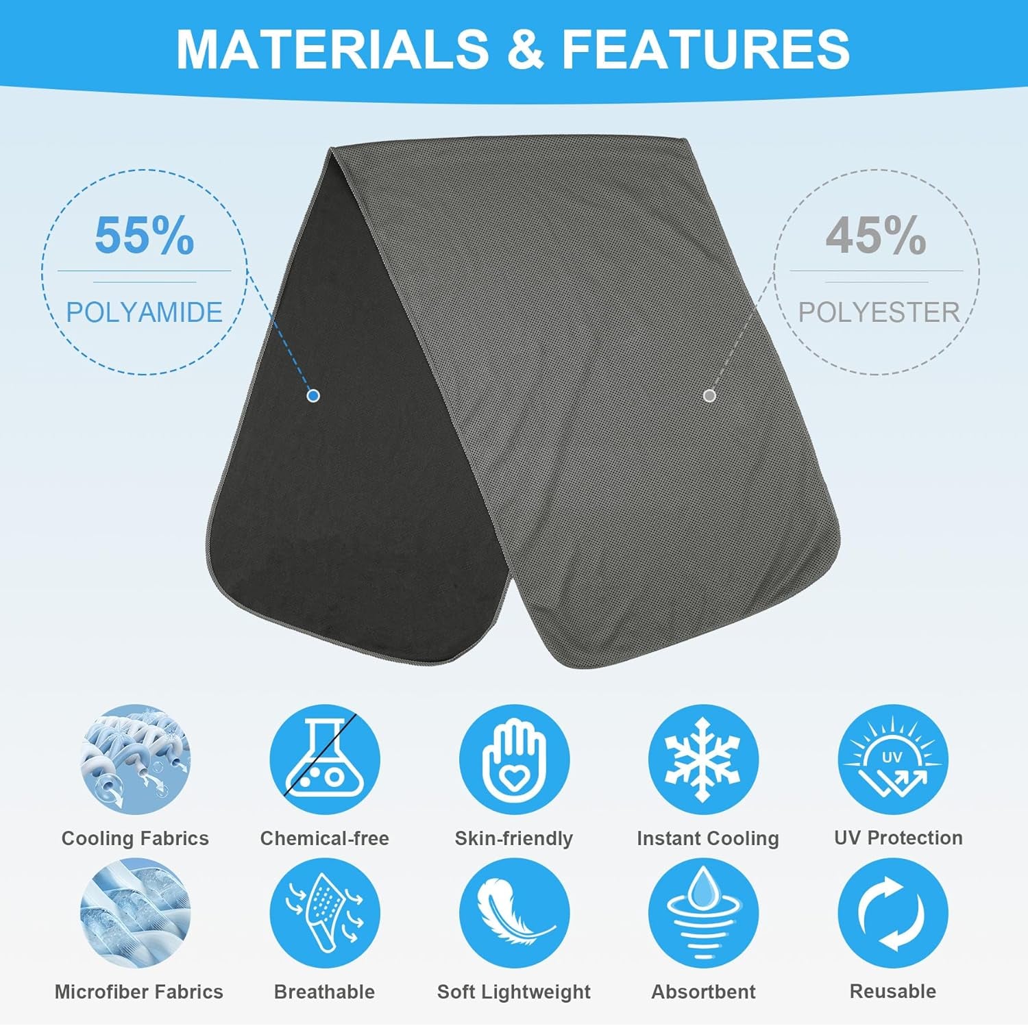 Cooling Towel(40"X12"), Breathable Cooling Towels for Neck and Face