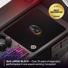 Qck Large Gaming Mousepad — Black — Non-Slip Silicone Rubber Bas 