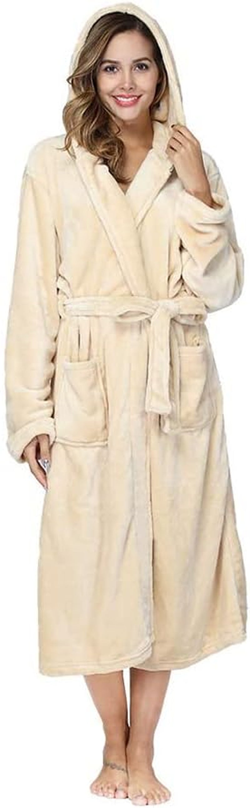 Women Thick Nightgown with Pockets Fluffy Sleepwear Medium