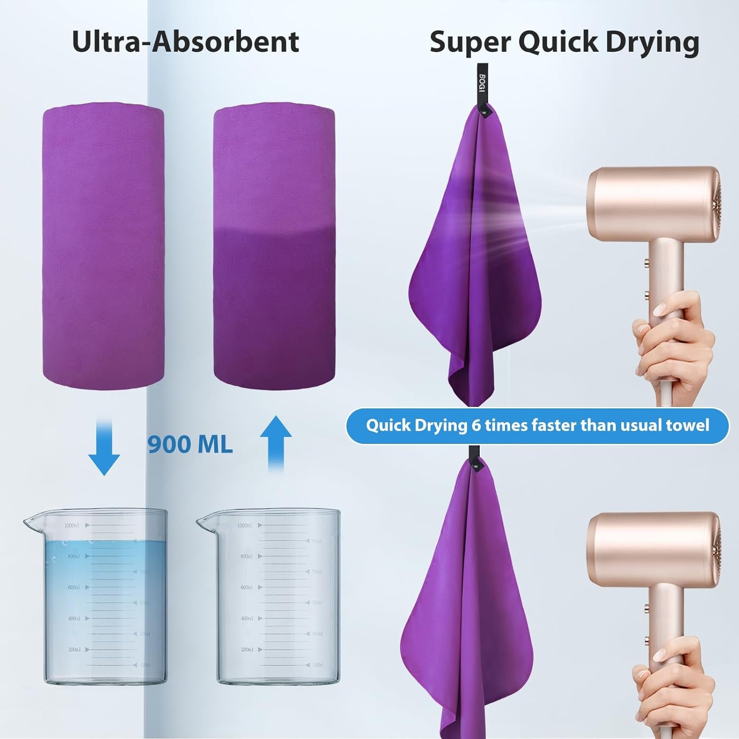 Microfiber Travel Sports Towel-Quick Dry, Soft Lightweight 